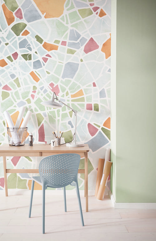 Fotobehang City Map 150x250cm Komar FLX3 063 Sfeer | Yourdecoration.be