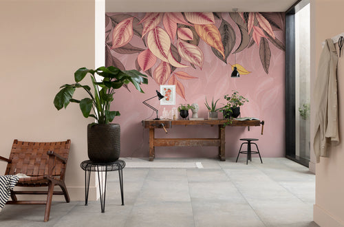 Fotobehang Falling Leafs 350x250cm FLX7 011 Sfeer | Yourdecoration.be