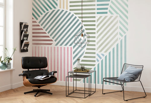 Fotobehang Jeux de Lignes Bonbon 300x250cm FLX6 039 Sfeer | Yourdecoration.be