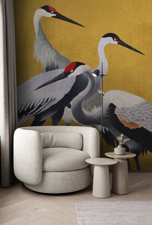 Fotobehang Yellow Cranes 200x250cm Komar FLX4 053 Sfeer | Yourdecoration.be