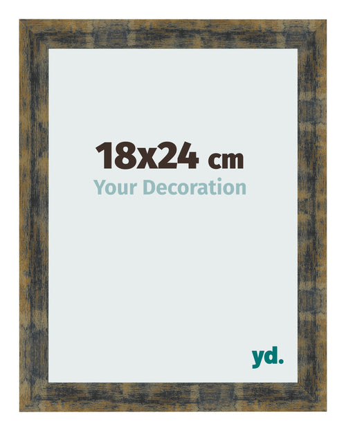 Fotokader 18x24cm Blauw Goud Gemeleerd MDF Pisa Voorzijde Maat | Yourdecoration.be