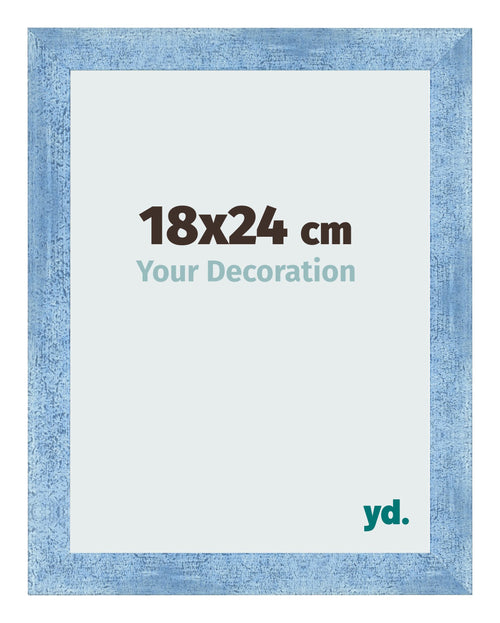 Fotokader 18x24cm Helder Blauw Geveegd MDF Pisa Voorzijde Maat | Yourdecoration.be