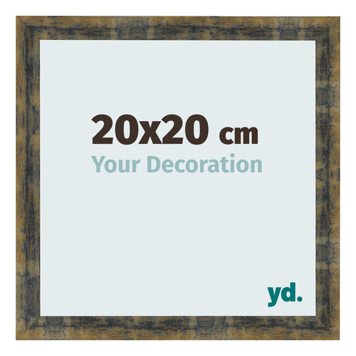 Fotokader 20x20cm Blauw Goud Gemeleerd MDF Pisa Voorzijde Maat | Yourdecoration.be