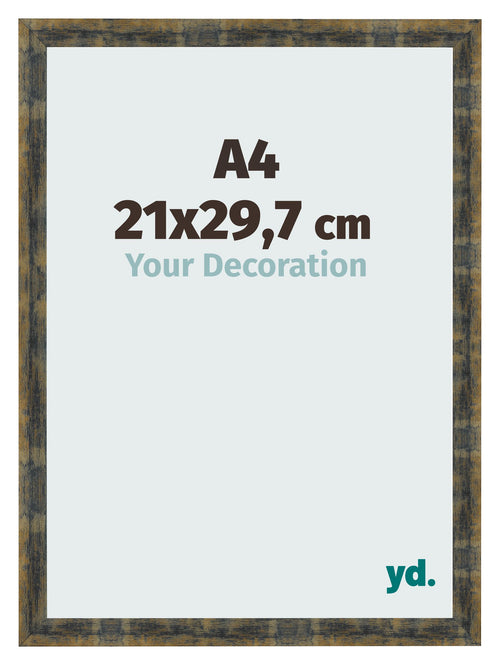 Fotokader 21x29 7cm A4 Blauw Goud Gemeleerd MDF Pisa Voorzijde Maat | Yourdecoration.be