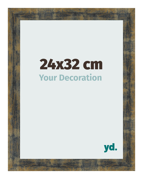 Fotokader 24x32cm Blauw Goud Gemeleerd MDF Pisa Voorzijde Maat | Yourdecoration.be