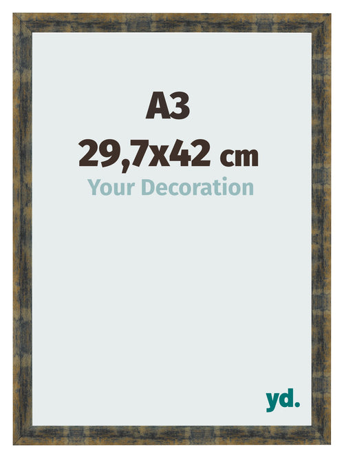 Fotokader 29 7x42cm A3 Blauw Goud Gemeleerd MDF Pisa Voorzijde Maat | Yourdecoration.be