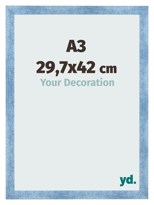 Fotokader 29 7x42cm A3 Helder Blauw Geveegd MDF Pisa Voorzijde Maat | Yourdecoration.be