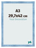 Fotokader 29 7x42cm A3 Helder Blauw Geveegd MDF Pisa Voorzijde Maat | Yourdecoration.be