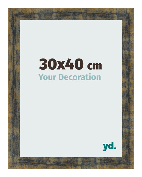 Fotokader 30x40cm Blauw Goud Gemeleerd MDF Pisa Voorzijde Maat | Yourdecoration.be