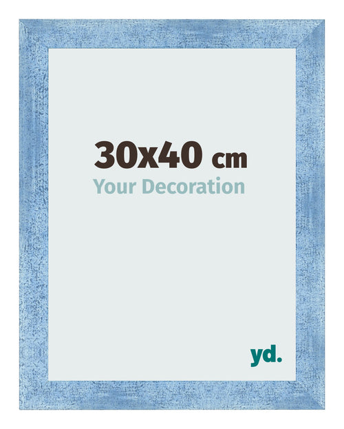 Fotokader 30x40cm Helder Blauw Geveegd MDF Pisa Voorzijde Maat | Yourdecoration.be