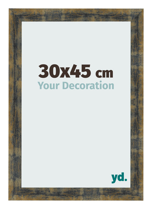 Fotokader 30x45cm Blauw Goud Gemeleerd MDF Pisa Voorzijde Maat | Yourdecoration.be
