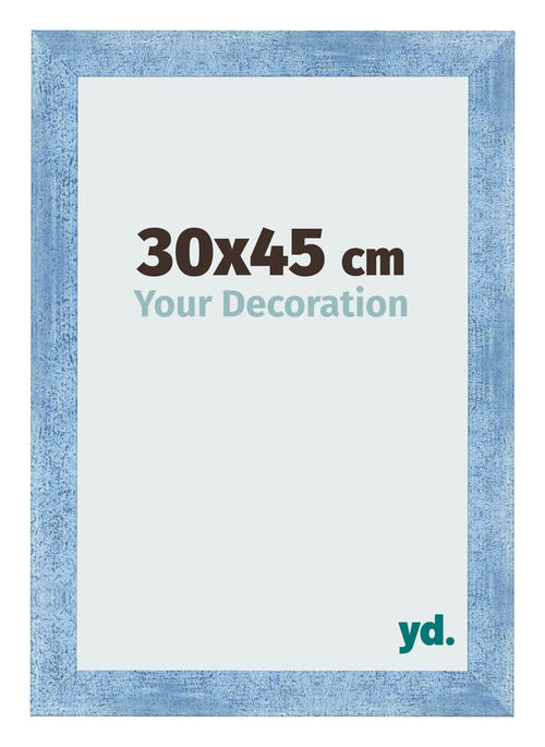 Fotokader 30x45cm Helder Blauw Geveegd MDF Pisa Voorzijde Maat | Yourdecoration.be