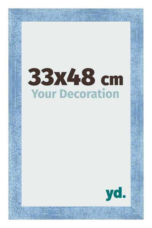 Fotokader 33x48cm Helder Blauw Geveegd MDF Pisa Voorzijde Maat | Yourdecoration.be