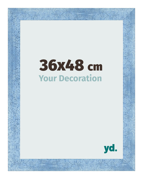 Fotokader 36x48cm Helder Blauw Geveegd MDF Pisa Voorzijde Maat | Yourdecoration.be