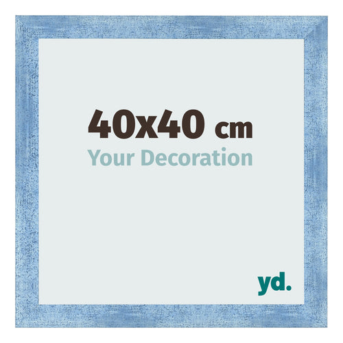 Fotokader 40x40cm Helder Blauw Geveegd MDF Pisa Voorzijde Maat | Yourdecoration.be