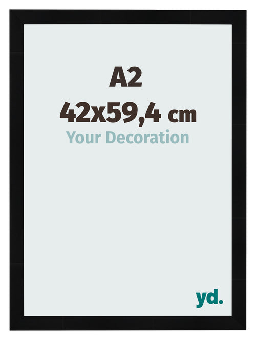 Fotokader 42x59 4cm A2 Zwart Hoogglans MDF Pisa Voorzijde Maat | Yourdecoration.be