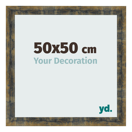 Fotokader 50x50cm Blauw Goud Gemeleerd MDF Pisa Voorzijde Maat | Yourdecoration.be
