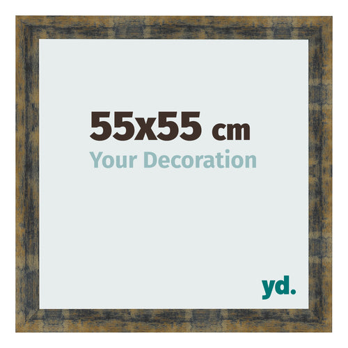 Fotokader 55x55cm Blauw Goud Gemeleerd MDF Pisa Voorzijde Maat | Yourdecoration.be