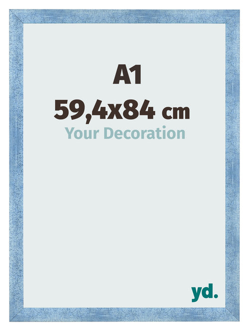 Fotokader 59 4x84cm A1 Helder Blauw Geveegd MDF Pisa Voorzijde Maat | Yourdecoration.be
