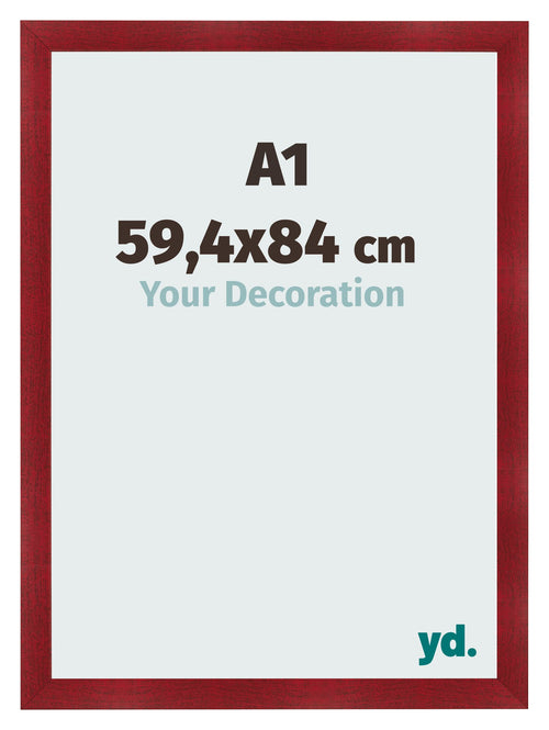 Fotokader 59 4x84cm A1 Wijnrood Geveegd MDF Pisa Voorzijde Maat | Yourdecoration.be