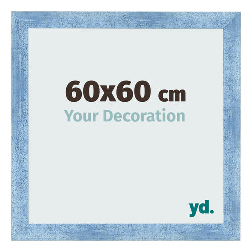 Fotokader 60x60cm Helder Blauw Geveegd MDF Pisa Voorzijde Maat | Yourdecoration.be