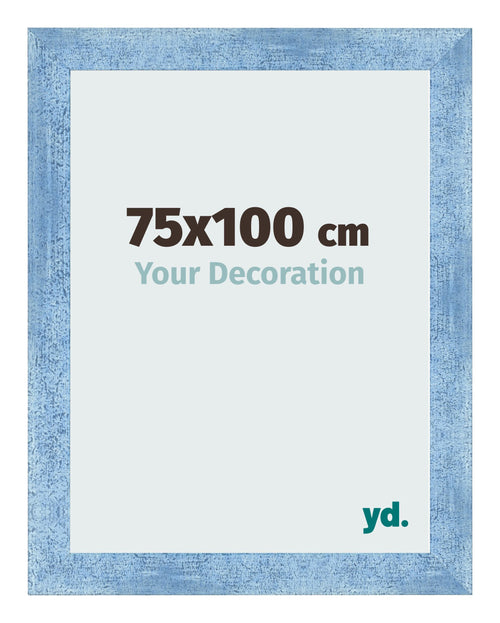 Fotokader 75x100cm Helder Blauw Geveegd MDF Pisa Voorzijde Maat | Yourdecoration.be