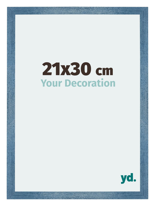 Mura MDF Fotokader 21x30cm Helder Blauw Geveegd Voorzijde Maat | Yourdecoration.be