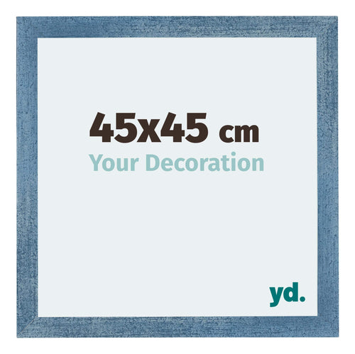 Mura MDF Fotokader 45x45cm Helder Blauw Geveegd Voorzijde Maat | Yourdecoration.be