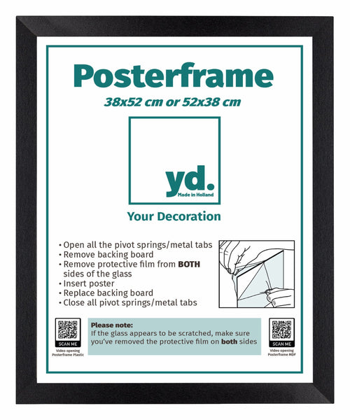 Posterkader MDF 38x52cm Zwart Mat Voorzijde Maat | Yourdecoration.be