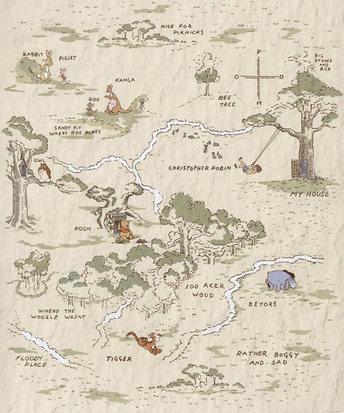 Komar Vlies Fotobehang Iadx4 042 Winnie The Pooh Map | Yourdecoration.be