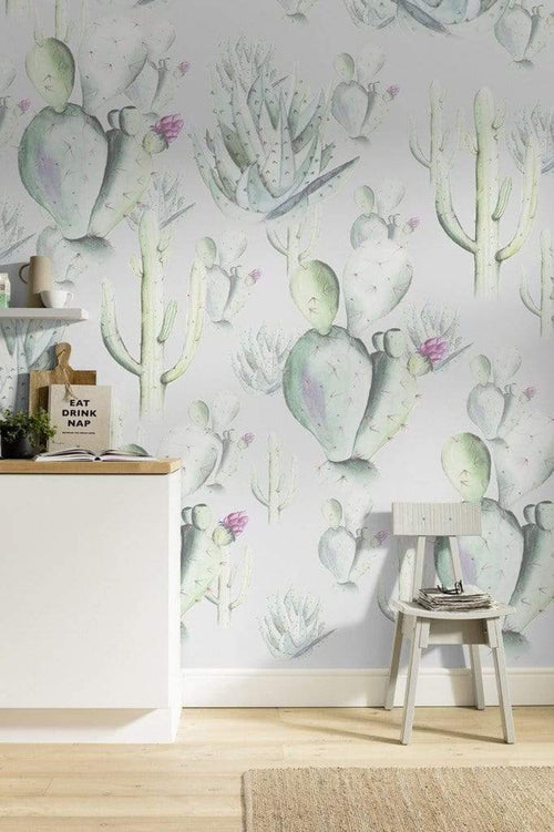 Komar Cactus Grey Vlies Fotobehang 200x250cm 2 banen Sfeer | Yourdecoration.be