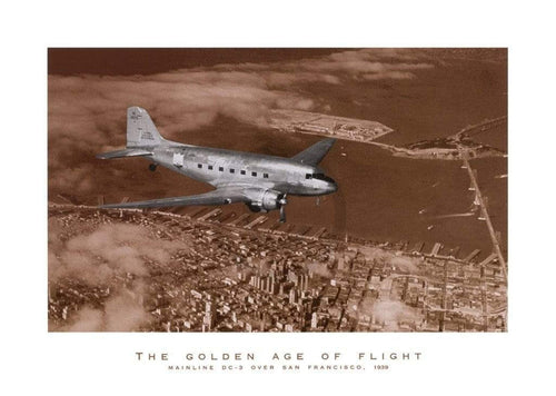 Margaret Bourke White   Mainline DC 3 over San Francisco Kunstdruk 70x50cm | Yourdecoration.be
