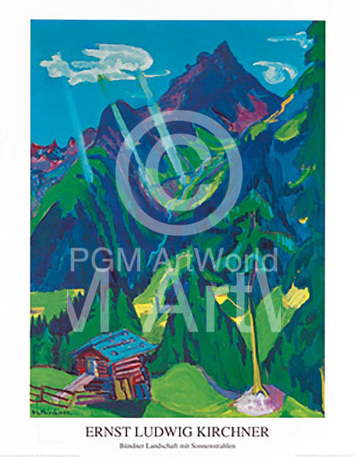 Ernst Ludwig Kirchner Bündner Landschaft Kunstdruk 70x90cm | Yourdecoration.be