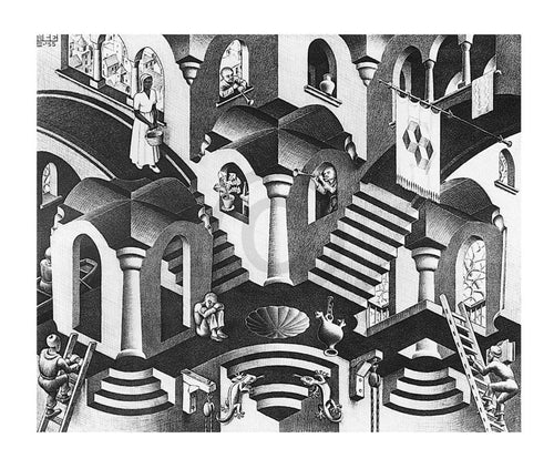 M. C. Escher Konkav und Konvexe Kunstdruk 65x55cm | Yourdecoration.be