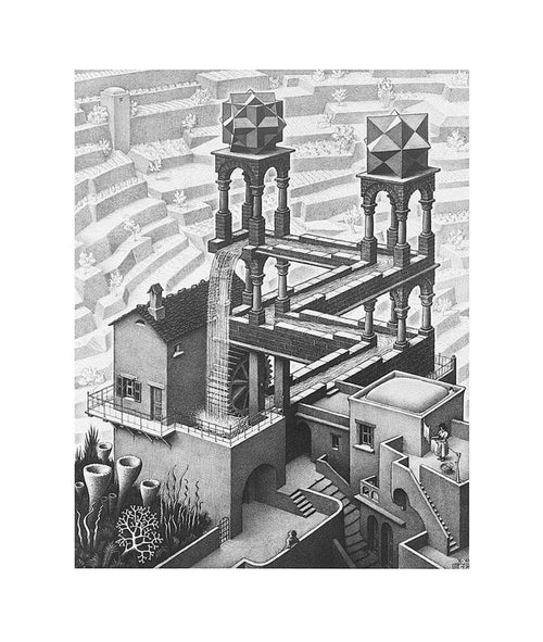 M. C. Escher Wasserfall Kunstdruk 55x65cm | Yourdecoration.be