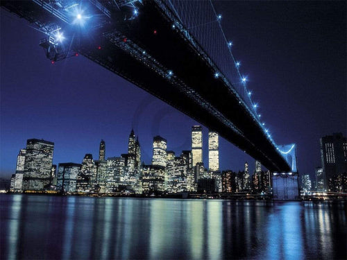 Henri Silberman Brooklyn Bridge at Night Kunstdruk 80x60cm | Yourdecoration.be
