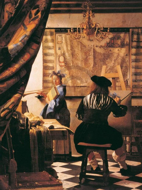Johannes Vermeer Die Malkunst Kunstdruk 60x80cm | Yourdecoration.be