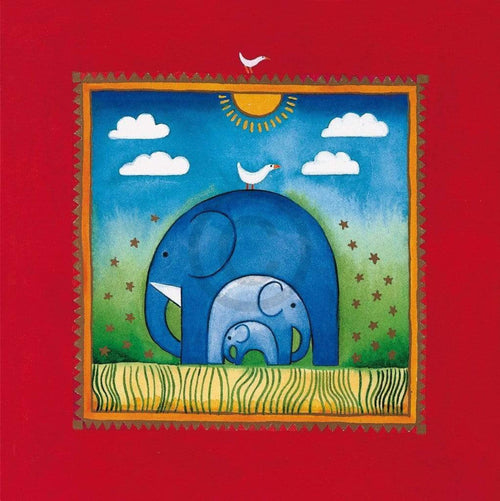 Linda Edwards Three little elephants Kunstdruk 40x40cm | Yourdecoration.be