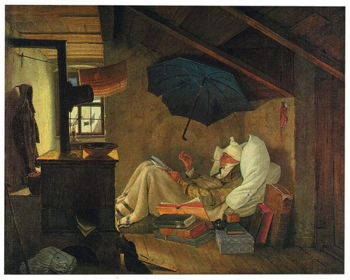 Carl Spitzweg Der arme Poet Kunstdruk 60x48cm | Yourdecoration.be