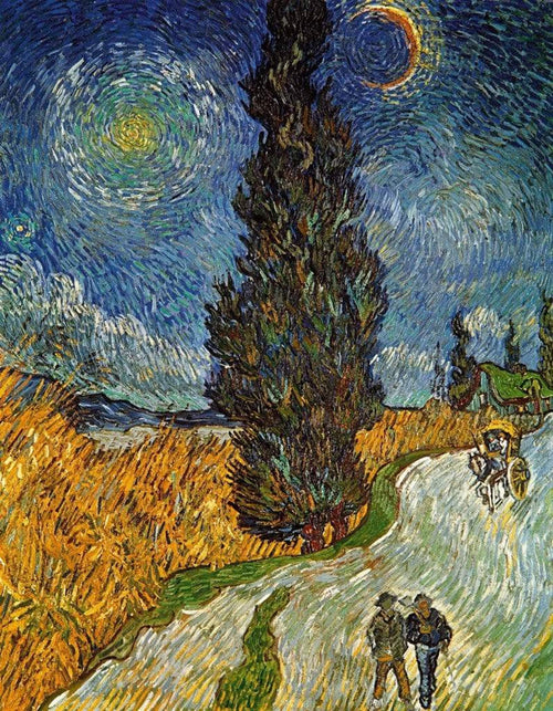 Vincent Van Gogh Landstrasse mit Zypresse und Stern Kunstdruk 70x90cm | Yourdecoration.be