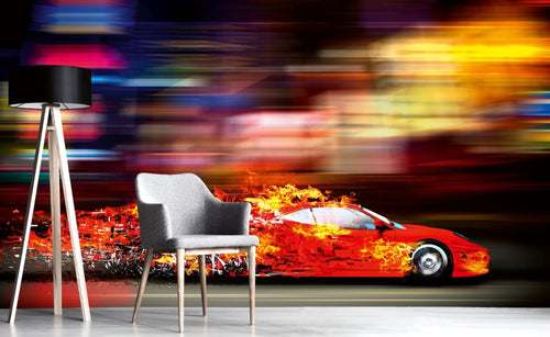 Dimex Speeding Car Fotobehang 375x250cm 5 banen Sfeer | Yourdecoration.be