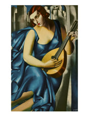 Kunstdruk Tamara De Lempicka Donna in Blu suona mandolino 60x80cm TDL 16 | Yourdecoration.be