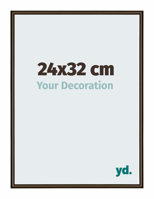 New York Aluminium Fotokader 24x32cm Walnoot Structuur Voorzijde Maat | Yourdecoration.be
