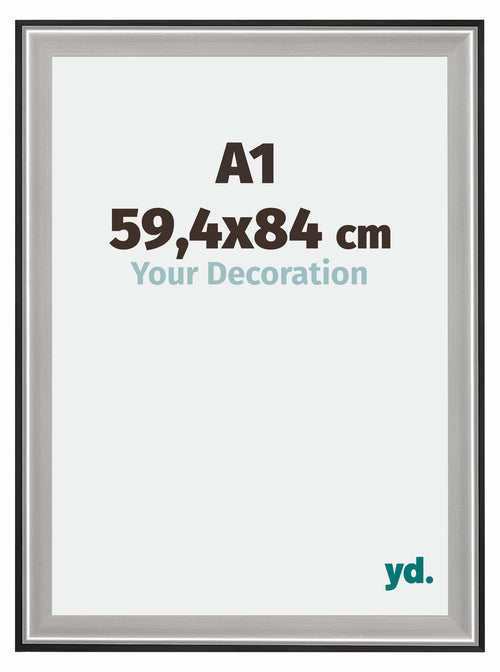 Birmingham Houten Fotokader 59 4x84cm A1 Zwart Zilver gepolijst Maat | Yourdecoration.be