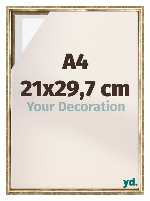 Lyon MDF Baklijst 21x29 7cm A4 Goud Antiek Voorzijde Maat | Yourdecoration.be