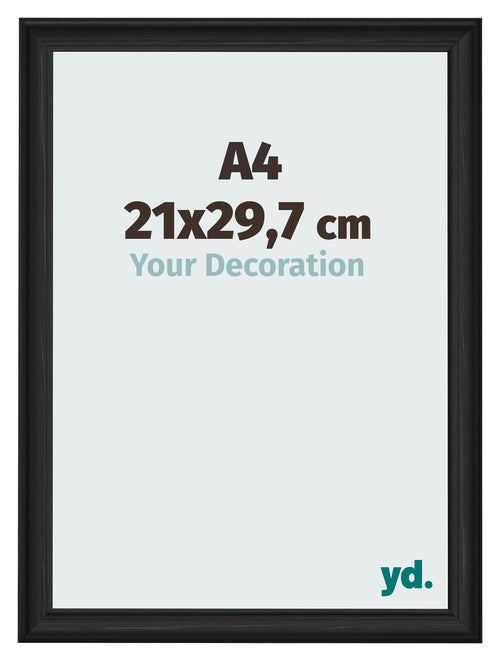 Fotokader 21x29 7cm A4 Zwart Houtnerf MDF Lazio Voorzijde Maat | Yourdecoration.be