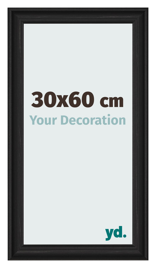 Fotokader 30x60cm Zwart Houtnerf MDF Lazio Voorzijde Maat | Yourdecoration.be
