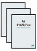 Aurora Aluminium Fotokader 21x29-7cm A4 Set Van 3 Zwart Mat Voorzijde Maat | Yourdecoration.be