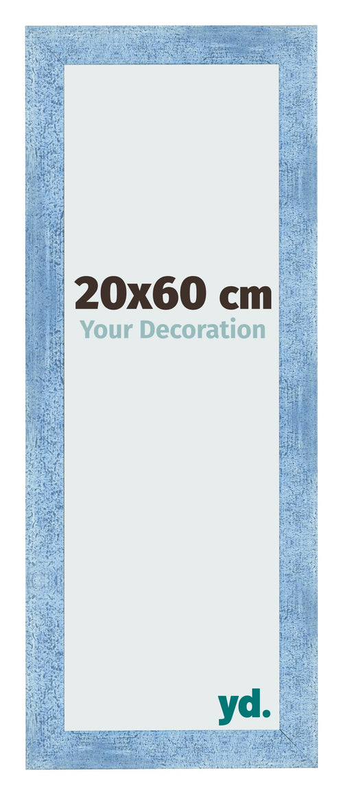 Fotokader 20x60cm Helder Blauw Geveegd MDF Pisa Voorzijde Maat | Yourdecoration.be