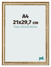 Fotokader 21x29 7cm A4 Goud Antiek MDF Lazio Voorzijde Maat | Yourdecoration.be
